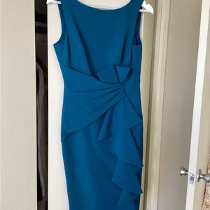 Eliza J Teal Ruffle Midi Dress